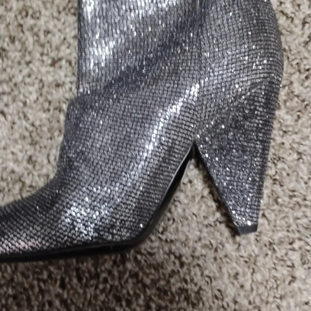 Giampaolo Viozzi Glitter Sparkle Knee‑High Boots — Italian Designer Size 7